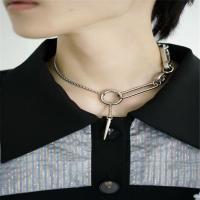 Zinc Alloy Necklace, portable, silver color, 43cm 