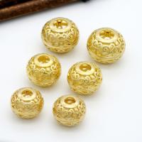 Hollow Brass Beads, Round, plated, DIY golden, 14mm 