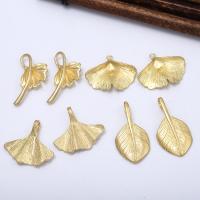 Brass Leaf Pendants, Ginkgo Leaf, plated, DIY golden, 20*20mm 