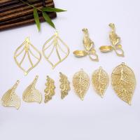 Brass Jewelry Pendants, Leaf, plated, DIY golden, 50*36mm 