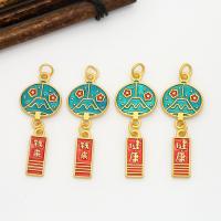 Enamel Brass Pendants, plated, DIY golden, 42*15mm 