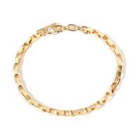 Collar en Cadena de Latón, metal, chapado en color dorado, cadena de rectángulo & para mujer, 7mm, longitud:aproximado 17 Inch, Vendido por Sarta