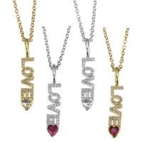 Cubic Zircon Micro Pave Brass Necklace, with stainless steel chain, with 2 inch extender chain, Alphabet Letter, plated, micro pave cubic zirconia & for woman 1.5mm Approx 17 Inch 
