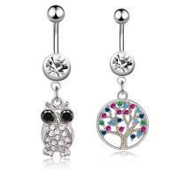 Stainless Steel Belly Ring, plated & micro pave cubic zirconia & for woman, 49mm,44mm 
