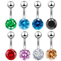 Stainless Steel Belly Ring, plated, micro pave cubic zirconia & for woman 23mm 