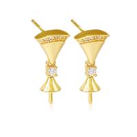 Brass Earring Drop Component, gold color plated, micro pave cubic zirconia & for woman, nickel, lead & cadmium free 