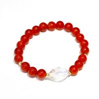 Red Agate Bracelets, Brass, with Natural Stone, Round, plated, Unisex, red 8mm 