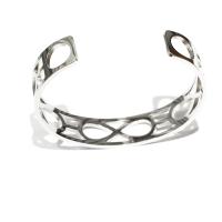 Stainless Steel Cuff Bangle, Round, plated, hollow 
