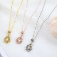 Rhinestone Zinc Alloy Necklace, Teardrop, plated, micro pave rhinestone & for woman & hollow 510+50,23*10mm 
