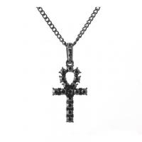 Zinc Alloy Necklace, Lampwork, with Zinc Alloy, Cross, plated, Unisex & twist oval chain & micro pave rhinestone & hollow 660,58*21mm 