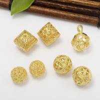 Hollow Brass Beads, plated, DIY golden, 13mm 
