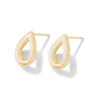 Messing Ohrring Tropfen Komponente, goldfarben plattiert, für Frau & Emaille & hohl, frei von Nickel, Blei & Kadmium, 11x15mm, Bohrung:ca. 1mm, verkauft von Paar