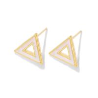 Messing Ohrring Tropfen Komponente, Dreieck, goldfarben plattiert, für Frau & Emaille & hohl, frei von Nickel, Blei & Kadmium, 14x12mm, Bohrung:ca. 1mm, verkauft von Paar