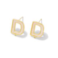 Brass Earring Drop Component, Letter D, gold color plated, DIY & for woman & enamel & hollow, nickel, lead & cadmium free Approx 1mm 
