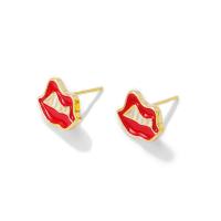 Brass Earring Drop Component, Lip, gold color plated, DIY & for woman & enamel, red, nickel, lead & cadmium free Approx 1mm 