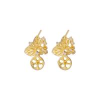 Brass Earring Stud Component, gold color plated, DIY & micro pave cubic zirconia, nickel, lead & cadmium free 10mm 