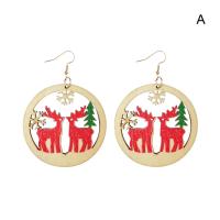 Zinc Alloy Drop Earring, with Wood, Christmas Design & fashion jewelry 