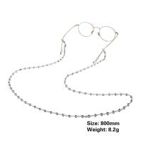 Brass Glasses Chain, with Rubber & Iron, plated, with rhinestone 800mm 