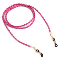 PU Leather Glasses Chain, with Rubber, gold color plated, anti-skidding & dyed 