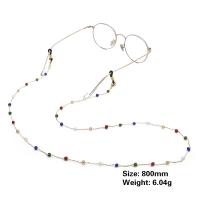 Brass Glasses Chain, with Rubber & Crystal & Iron, plated, anti-skidding 800mm 