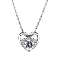 Sterling Silver Rhinestone Pendants, 925 Sterling Silver, Heart, plated, micro pave rhinestone & for woman & hollow, 13mm 