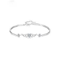 Cubic Zirconia Sterling Silver Bracelets, 925 Sterling Silver, with Cubic Zirconia, Angel Wing, plated, micro pave cubic zirconia & for woman 165+25mm,21.5*4.4*3.8mm 