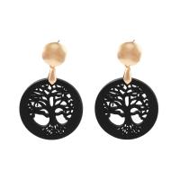 Wood Earring, with Zinc Alloy, fashion jewelry & for woman 