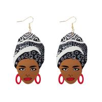 Wood Earring, with Zinc Alloy, fashion jewelry & for woman 