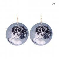 Wood Drop Earring, with Zinc Alloy, fashion jewelry & for woman 6cmx0.3cm 
