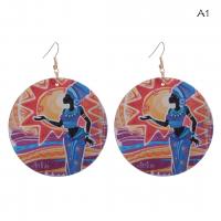 Wood Earring, with Zinc Alloy, fashion jewelry & for woman 6cmx0.3cm 