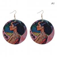 Wood Earring, with Zinc Alloy, fashion jewelry & for woman 6cmx0.3cm 