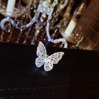 Brass Open Finger Ring, Butterfly, plated, fashion jewelry & for woman & with rhinestone nickel, lead & cadmium free 