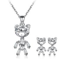 Fashion Sterling Silver Jewelry Sets, 925 Sterling Silver, Stud Earring & necklace, with Crystal, plated, fashion jewelry & for woman 