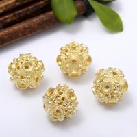Hollow Brass Beads, Round, plated, DIY 13mm Approx 3mm 