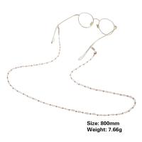 Stainless Steel Glasses Chain, with Rubber & Crystal, plated, anti-skidding 800mm 