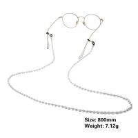 Stainless Steel Glasses Chain, with Rubber & Plastic Pearl, plated, anti-skidding 800mm 