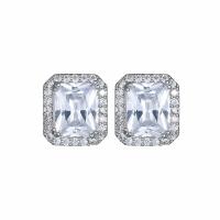 Sterling Silver Stud Earring, 925 Sterling Silver, plated, micro pave cubic zirconia & for woman 