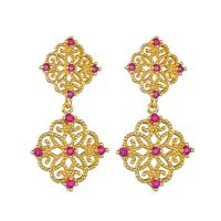 Copper Alloy Drop Earring, with 925 Sterling Silver, plated, micro pave cubic zirconia & for woman 