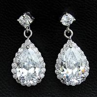 Copper Alloy Drop Earring, plated, micro pave cubic zirconia & for woman 