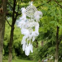 Fashion Dream Catcher, ABS Plastic, with Feather, durable, white 