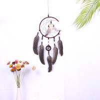 Fashion Dream Catcher, Iron, with Feather, durable, deep coffee color 