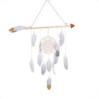 Fashion Dream Catcher, Iron, with Feather, durable, beige 