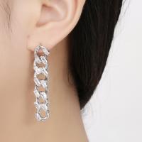 Messing Tropfen Ohrring, nachhaltiges, Silberfarbe, 3X15cm, verkauft von Paar