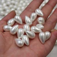 Half Drilled Shell Beads, Natural Seashell, Teardrop, plated, DIY white, 7*10mm 