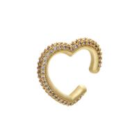 Brass Earring Clip, Heart, plated, Unisex & micro pave cubic zirconia 