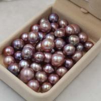 No Hole Cultured Freshwater Pearl Beads, Round, plated, natural & DIY, purple, 10-11mm 