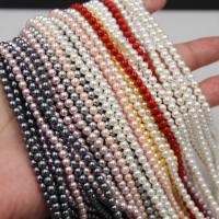 perle de coquillage teint, coquille, Rond, Placage, différentes couleurs et motifs pour le choix & DIY, plus de couleurs à choisir, 4mm, Vendu par brin