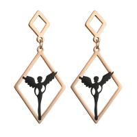 Titanium Steel Drop Earring, Geometrical Pattern, plated, for woman & hollow, 50mm 