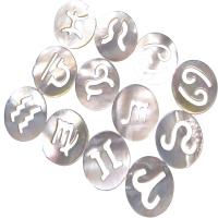 Carved Shell Pendants, White Shell, Round, handmade, Zodiac symbols jewelry & DIY, white, 12mm 