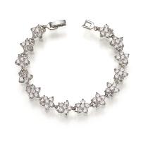 Cubic Zirconia Micro Pave Brass Bracelet, silver color plated, micro pave cubic zirconia & for woman, white .16 Inch 